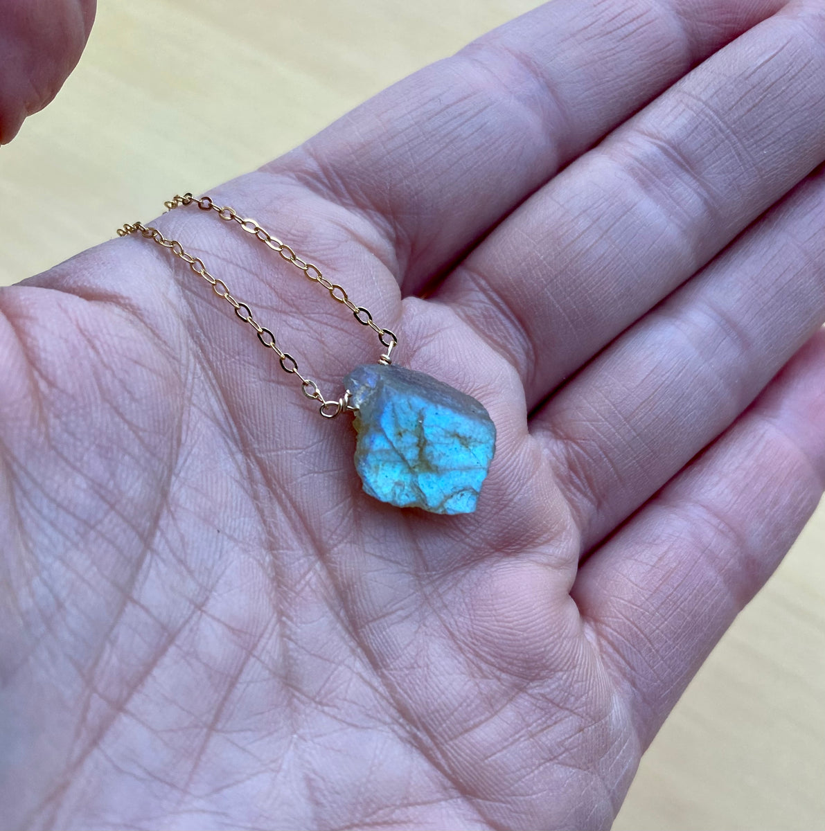 14k Gold Filled and Raw Labradorite 18