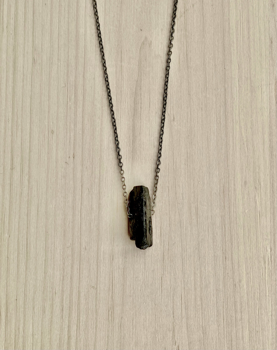 Raw black sales tourmaline necklace