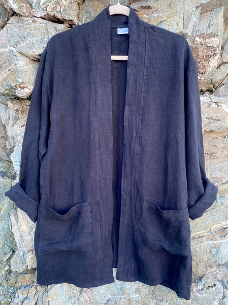 Black Linen Duster Jacket