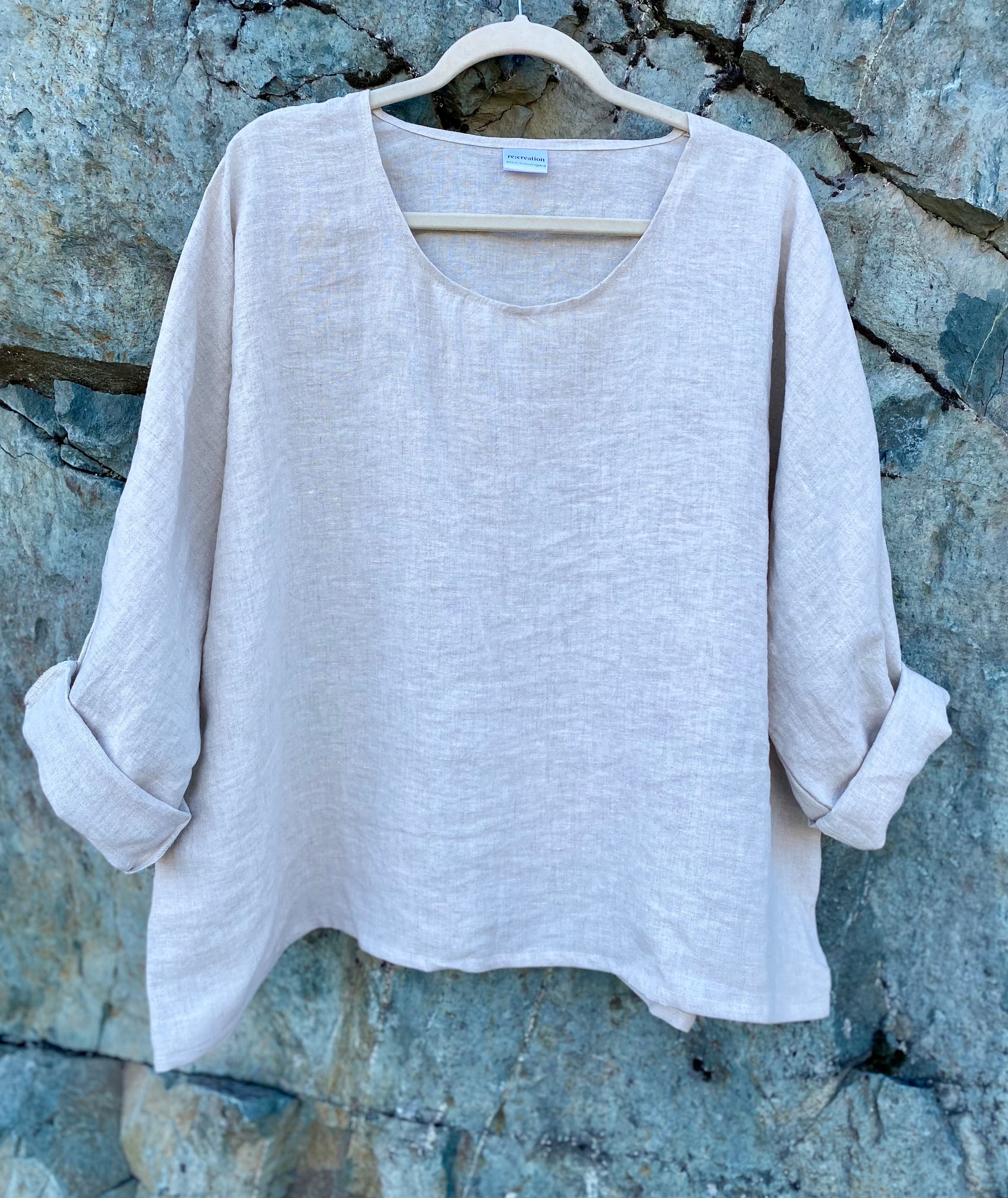 Oatmeal Linen Dolman Sleeve Top