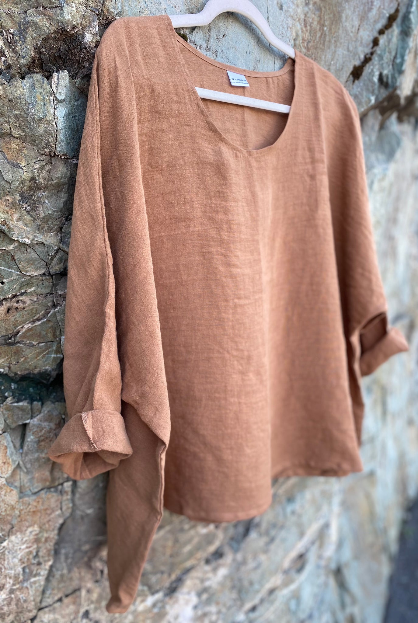 Mustard Linen Dolman Sleeve Top