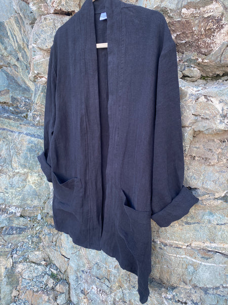 Black Linen Duster Jacket