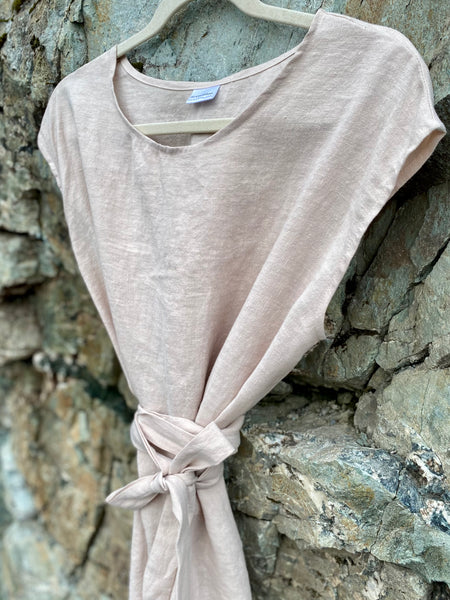 Cream Linen Short Sleeve Dress