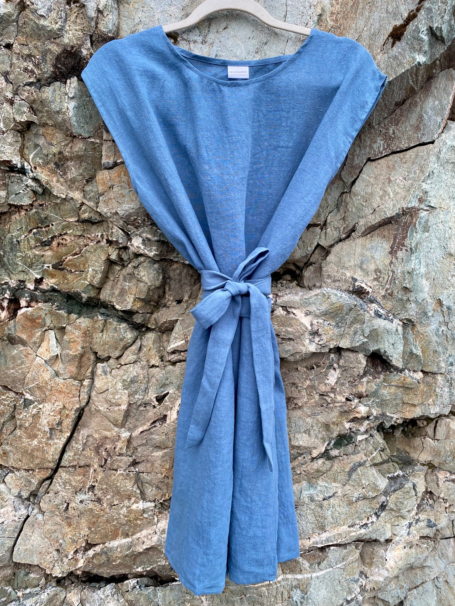 Dove Blue Linen Short Sleeve Dress