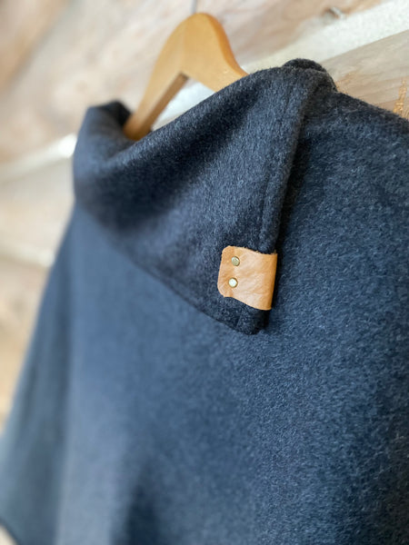Charcoal Wool Blend Poncho