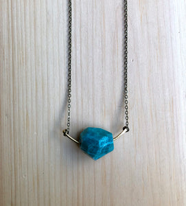 Amazonite and brass necklace