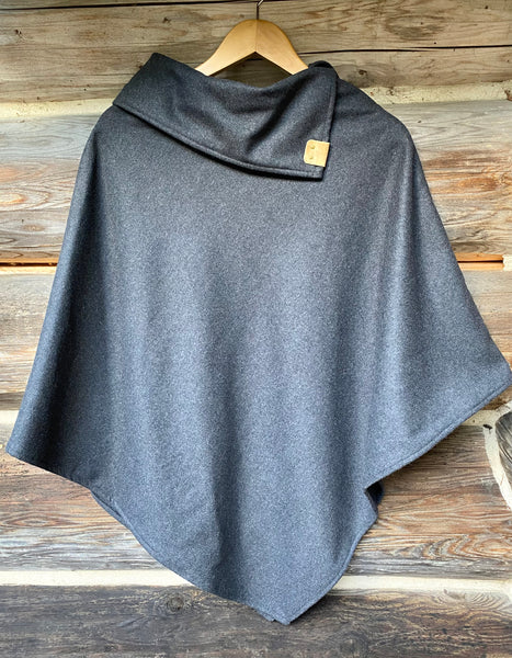 Charcoal Wool Blend Poncho