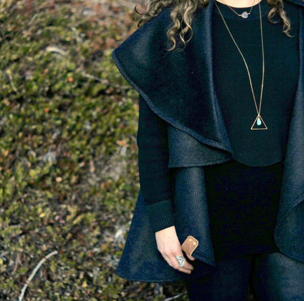 Charcoal Wool Blend Vest Wrap