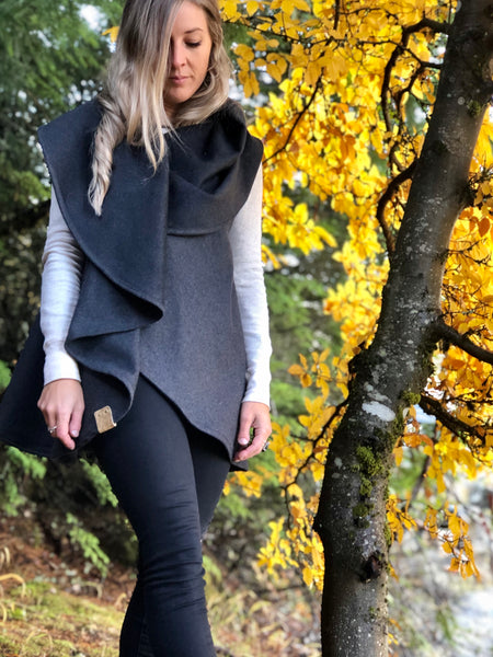 Charcoal Wool Blend Vest Wrap