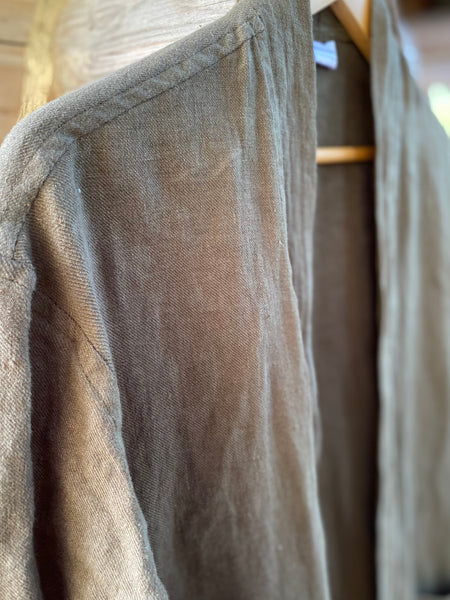 Bark Green Linen Duster Jacket