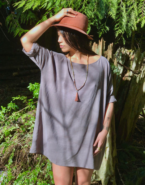 Long sleeve linen blend dress