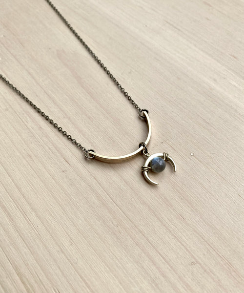 Labradorite and brass necklace