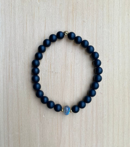 Black Onyx and Labradorite Mala Bracelet