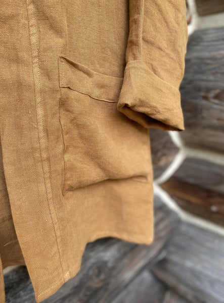 Mustard Linen Duster Jacket