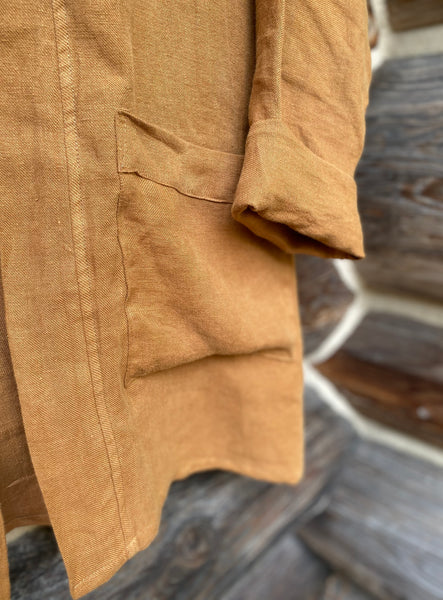 Bark Green Linen Duster Jacket