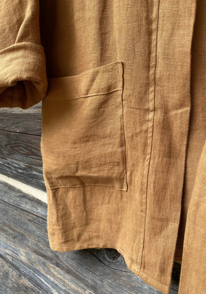 Bark Green Linen Duster Jacket