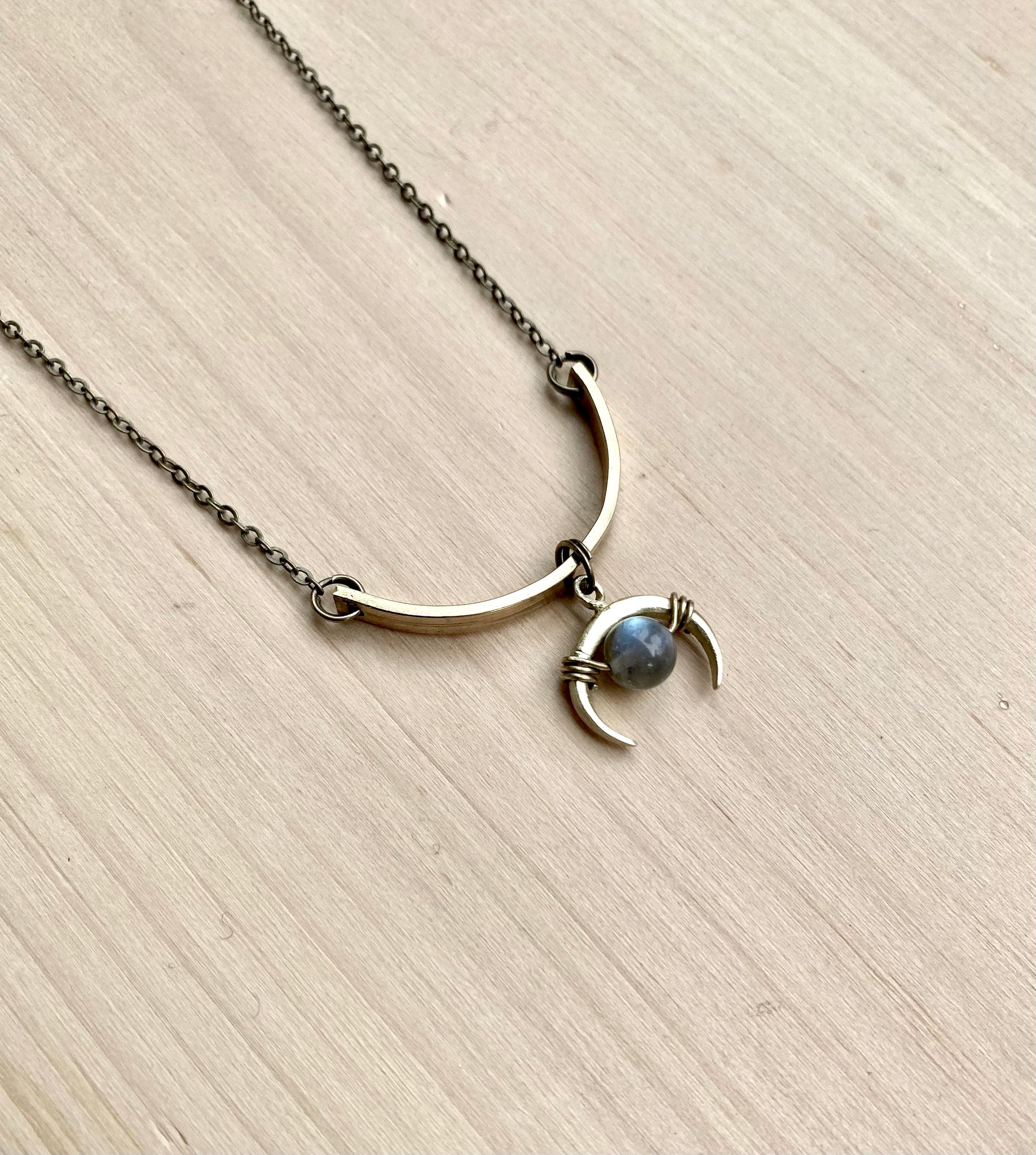 Labradorite and brass necklace