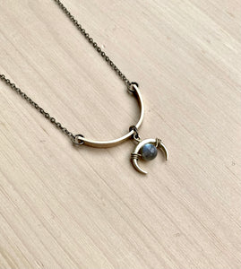 Labradorite and brass necklace