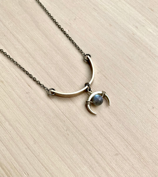 Labradorite and brass necklace