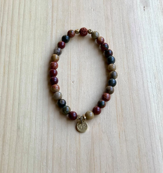 Gemstone, Rudraksha Seed and Om Mala Bracelet