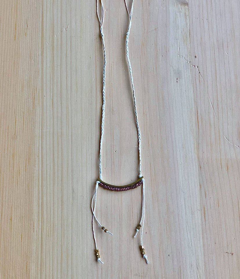 Linen, Brass and vintage Copper necklace