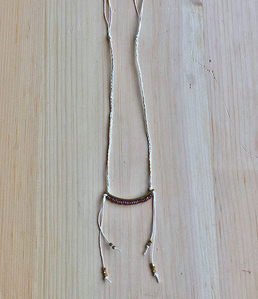 Linen, Brass and vintage Copper necklace