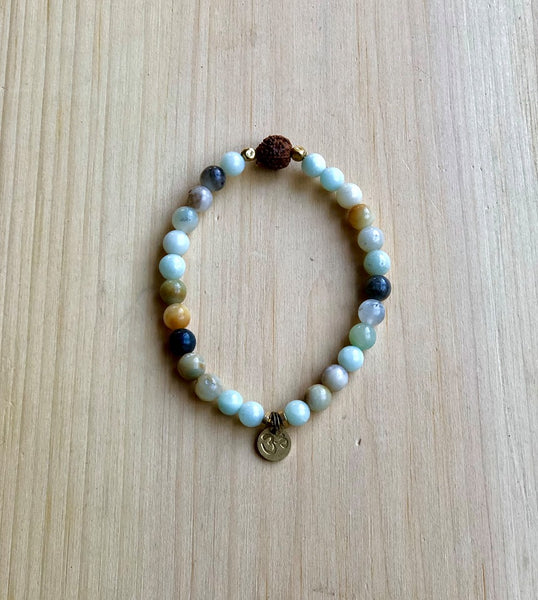 Gemstone, Rudraksha Seed and Om Mala Bracelet