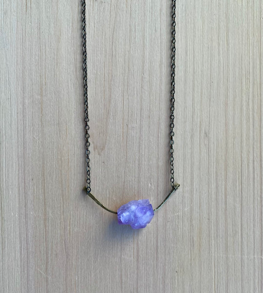 Amethyst and brass necklace