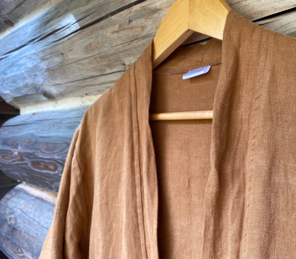 Bark Green Linen Duster Jacket