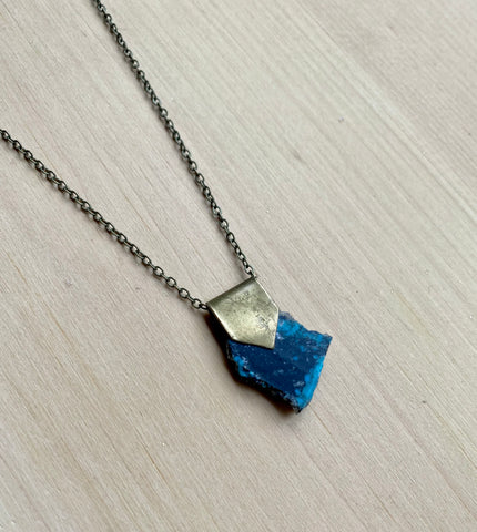 Arizona Turquoise and scrap brass necklace