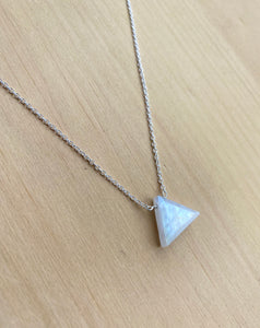 Silver & Rainbow Moonstone Triangle 18" Necklace