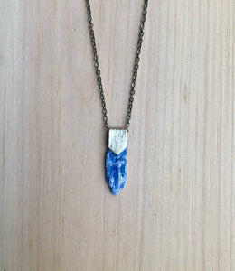 Kyanite and scrap brass necklace