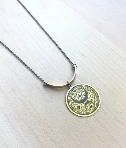 Brass Moons long necklace