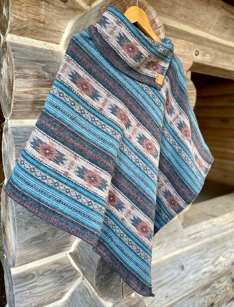Blue Navajo Poncho