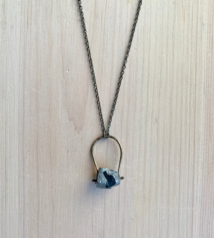 Pyrite and brass necklace