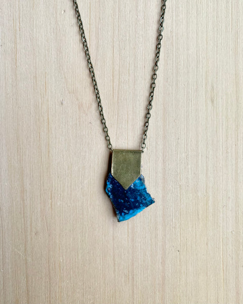 Arizona Turquoise and scrap brass necklace