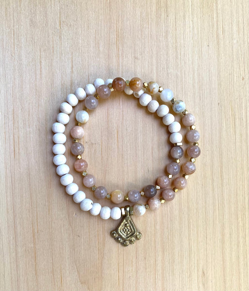 Double Wrap Gemstone Mala Bracelet